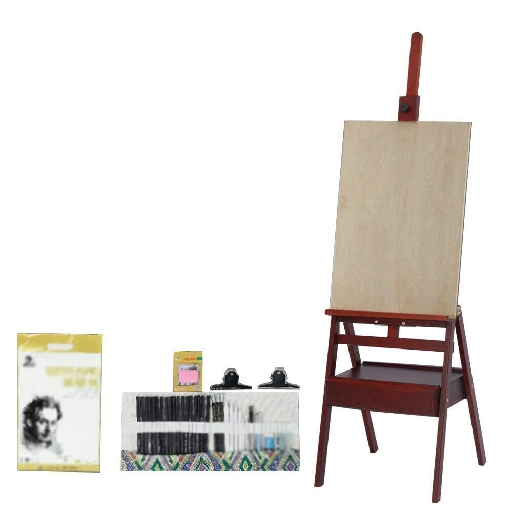 ASerZenith Artist A-Frame Studio Easel – Professional Floor Standing Easel For Painting & Sketching, Brown,One Color-Easel Set