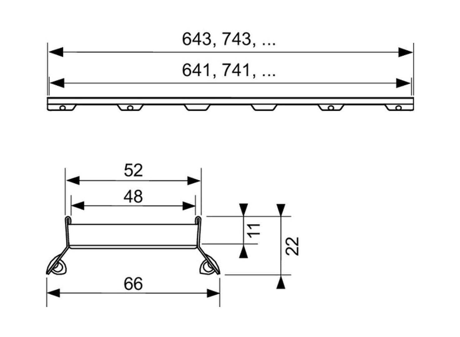 TECE 1 x drainline „basic“ Ablaufrinne (Edelstahl poliert, belastbar, Länge 80 cm) 600870