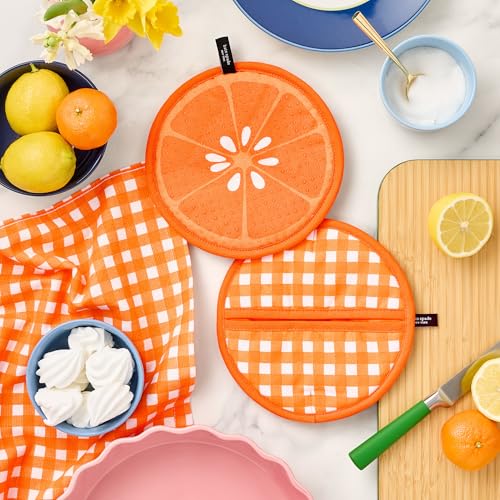 Maniques haut de gamme Kate Spade 100% coton orange isolant - 3