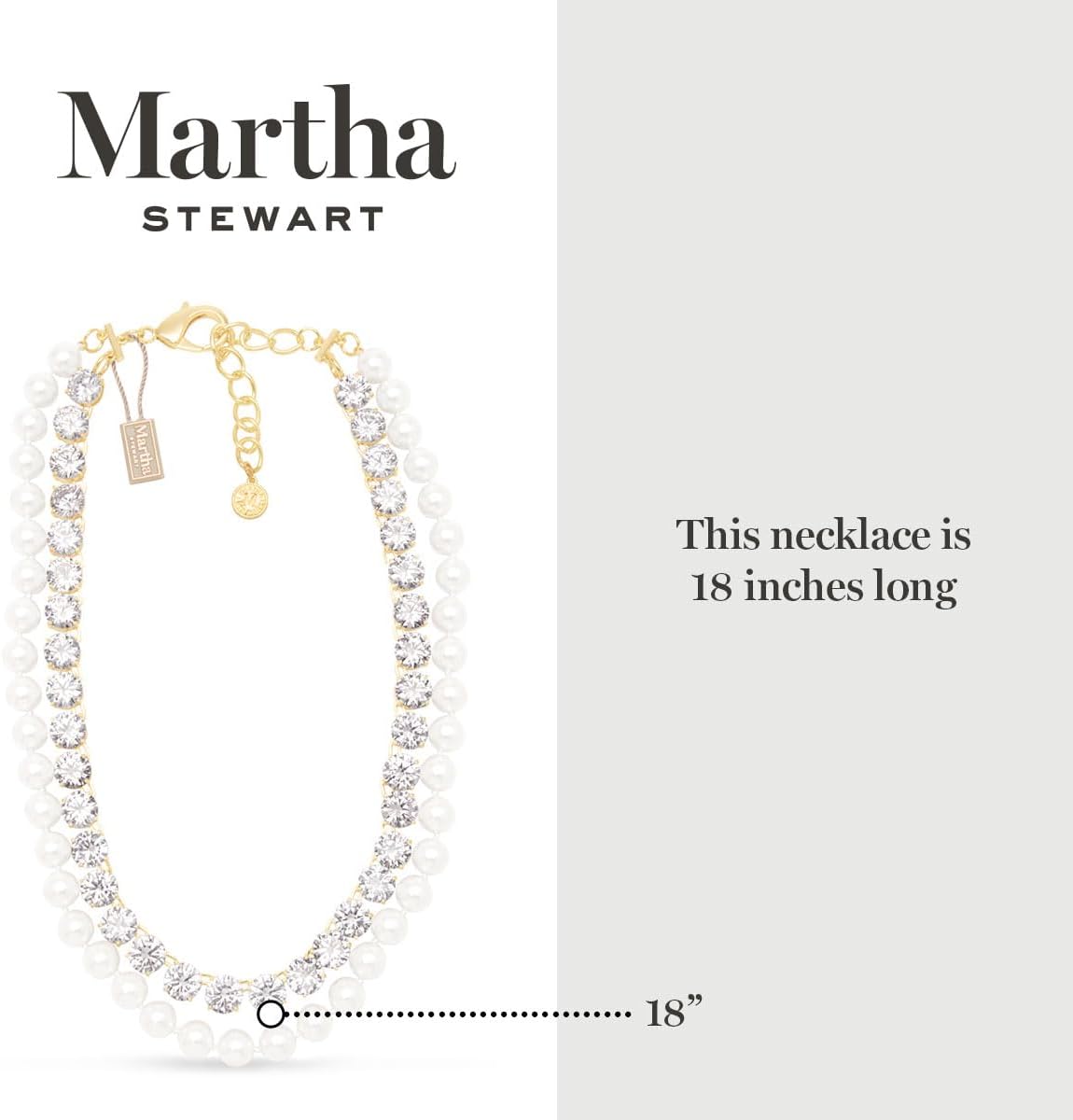Martha Stewart Pearl and Crystal Necklace In Gold, 18 Inches For Women