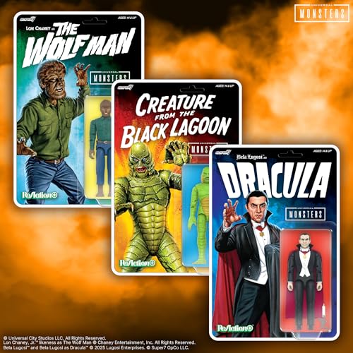 Image of Super7 Reaction+ Universal Monsters The Wolf Man - 3.75 inch The Wolf Man Action Figure with Accessory - Classic Horror Movie Collectibles and Retro Toys