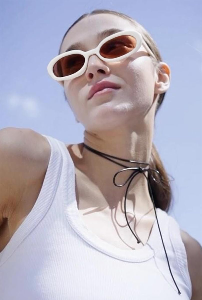 90s Sunglasses for Women Men Retro Small Oval Sunglasses - Image 3