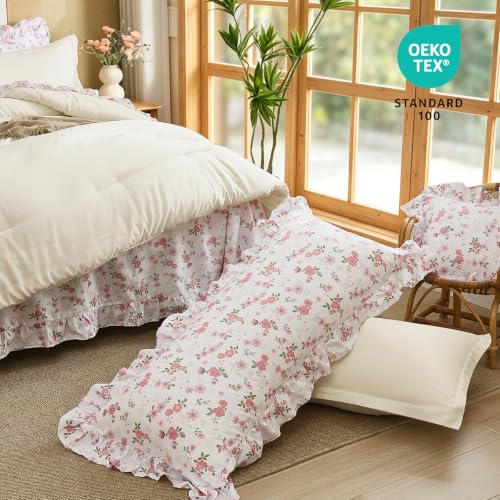 Image of WONGS BEDDING 8PC Queen Comforter Set, Ruffle Comforter with Floral Sheets