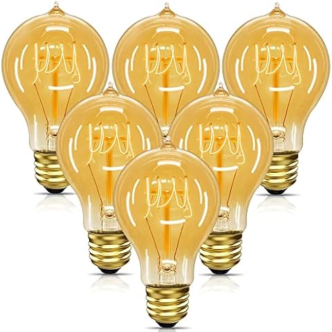 UNILAMP Edison Bulbs 40W, Vintage Light Bulbs, A19 Antique Incandescent Light Bulbs, E26 Dimmable Decorative Light Bulbs, Warm White 2700K, 110-130V, 6 Pack Cover