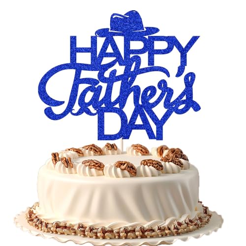 FmiyunEea Happy Father's Day Cake Topper - Father's Day Golden Glitter Birthday Cake Decoration Dad Party Supplies (2)