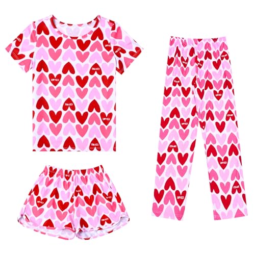 Image of Mirawise Girls 3 Pc Pajamas Sleepwear Cotton Pjs Clothes Set 4-13 Years