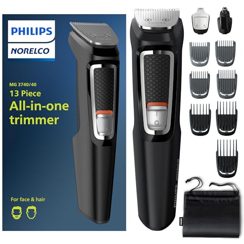 Multi-Groomer Series 3000, Powered Electric Trimmer MG3740/40, 1 Each - 13 Pieces - Easily Clean Blades and Guards by Detaching from Handle and Rinsing Under Water