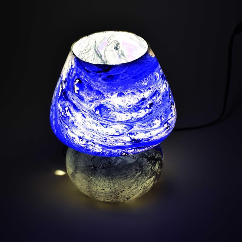 Image of Pure Source India Glass Marble Design Mosaic Lamp for Home Decor, Indoor Lighting, Living Room (L-5 X H-17CM) (Green)
