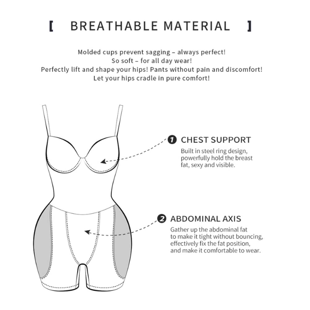 Donna Snellente Intimo Modellante Intimo Contenitivo Shaping Shapewear Modellante Alta Compressione Bodysuit con 2 Cuscinetti Rimovibilis Push Up Glutei