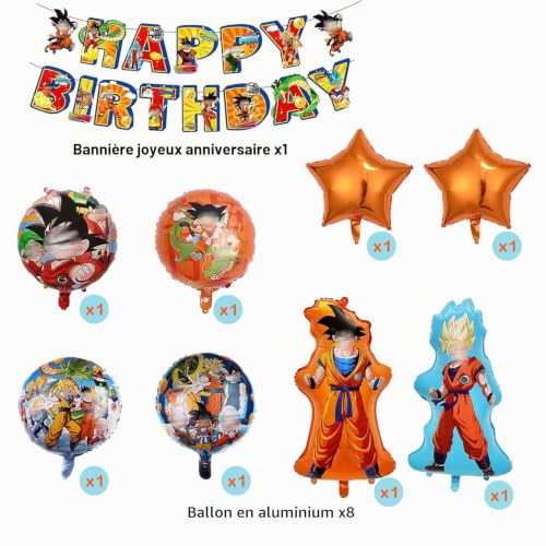 Ensemble de décoration de fête d'enfants sur le thème des animés 9 pièces, Banderoles d'anniversaire, Personnages de dessins animés et d'anime, Décorations d'anniversaire pour garçon – vue 2