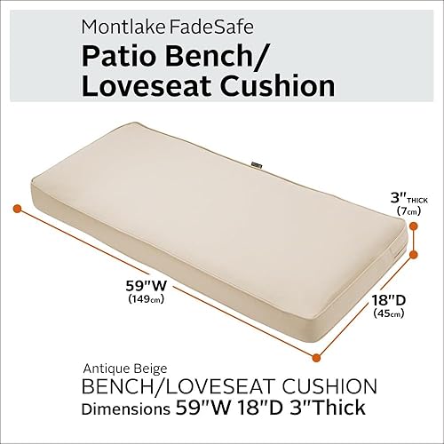 Miniatura 2 de Classic Accessories, Montlake FadeSafe - Cojín para banco o sofá de dos puestos de exteriores y patio, tela resistente al agua, 59x18x3 pulgadas,