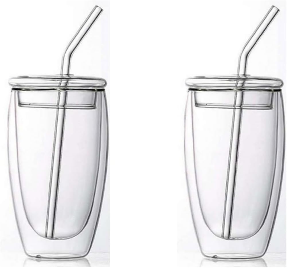ダブルウォールグラスコーヒーカップ、ガラスコップ ラウンドマグ ダブルウォール グラス エスプレッソ タンブラー 断熱 保冷 保温 ダブルウォールグラス がこだわりカフェにオススメな4つの理由 【Dlwk】コーヒーカップ ダブルウォールグラス マグカップ 2 個セット 耐熱 二重グラス 耐熱ガラス コップ フタとストロー付き