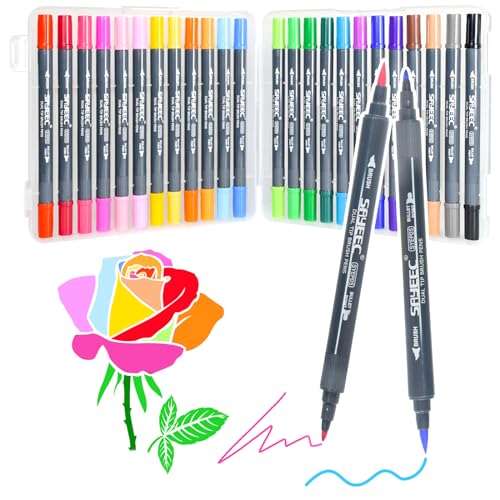 Sayeec watercolor dual brush pens 24 colors art coloring markers fine...