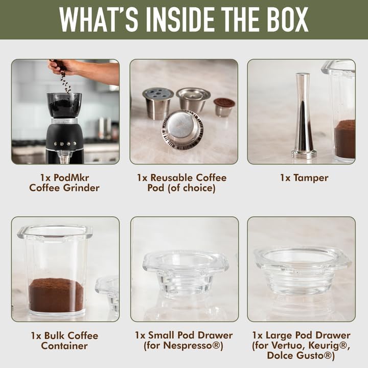 Miniatura 7 de Molinillo de café de una sola porción - Molinillo automático de rebabas para cápsulas reutilizables - Nunca vuelva a comprar cápsulas