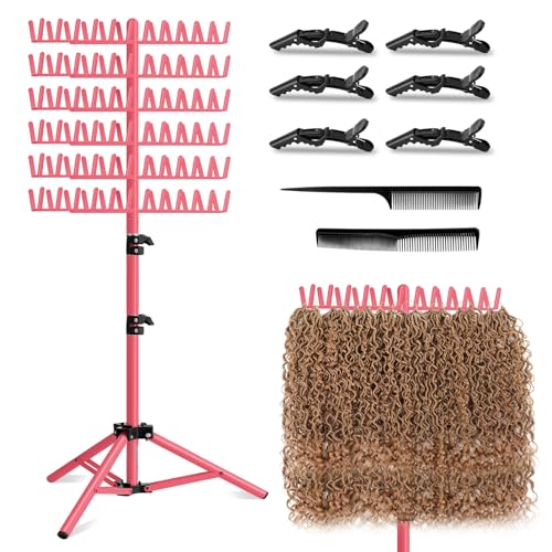 LPHGFZA Braiding Hair Rack 144 Pegs Braiding Rack Stand for Hair 2-sided Height Adjustable Standing Hair Extension Holder with Stylist Hair Braiding Tools