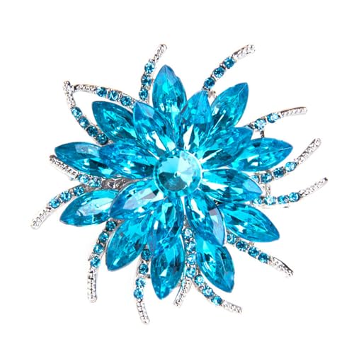 Image of Large Crystal Flower Brooch Pin for Women Red purple pink green Rhinestone Flower Lapel Pin Wedding Party Birthday Dance Banquet Dress Suit Ceremony Clothes Hat Bag Accessories Jewelry
