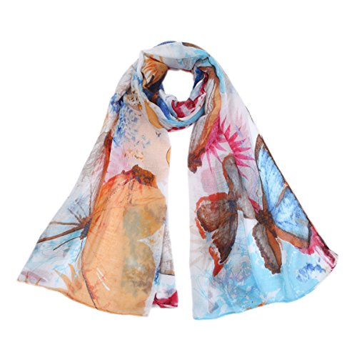 TrendsBlue Elegant Butterfly Print Scarf Wrap