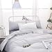 Wake In Cloud - Gray White Striped Comforter Set, Grey White Vertical Ticking Stripes Modern Pattern Printed, 100% Cotton Fabric with Soft Microfiber Inner Fill Bedding (3pcs, King Size)