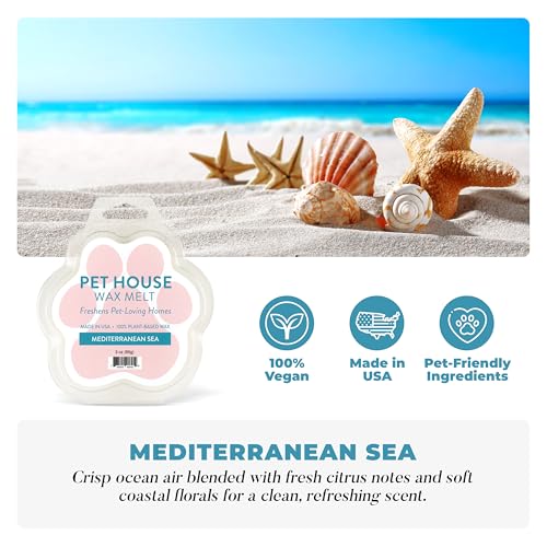 Image of Pet House Mediterranean Sea Summer Scented Wax Melts - Long-Lasting Plant Based /Soy Wax Melts for Pet Odor Pack of 2