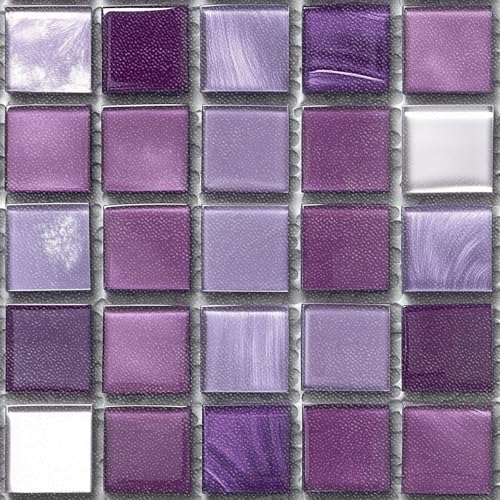 IVN 10PCS 12x12 Inch Purple Square Mosaic Pattern Design Detachable