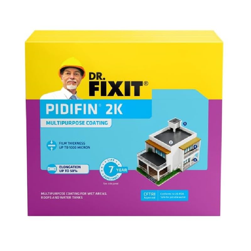 Image of DR. FIXIT PIDIFIN 2K, Cementitious Coating, New Construction: Terrace /Roof, Bathroom and Watertank Waterproofing, 15 KG Repair: Severe Rising Water Dampness on Internal Walls, 15 kg