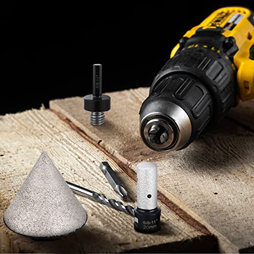 Lothee 3 Pcs Diamond Beveling Chamfer Bits With 5/8-11 In Thread Adapter Diamond Milling Bits For Existing Holes Enlarging Shaping Trimming In Tile Marble Glass Granite Ceramic (Black) #TOP6