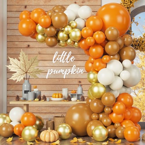 Fall Balloon Arch Kit, Orange Coffee Brown Beige Balloons for
