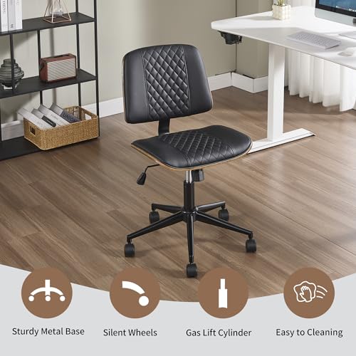 Image of Armless Rolling Office Desk Chair, Adjustable Height Computer Chair, Black