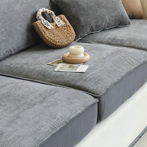 BSTMAI Sofa Slipcovers Stretch Couch Cushion Cover 1pc Corduroy Furniture Protector with Elastic Suitable for Armchair, Loveseat,3&4 Seat (1, Gray, 24''x24'')