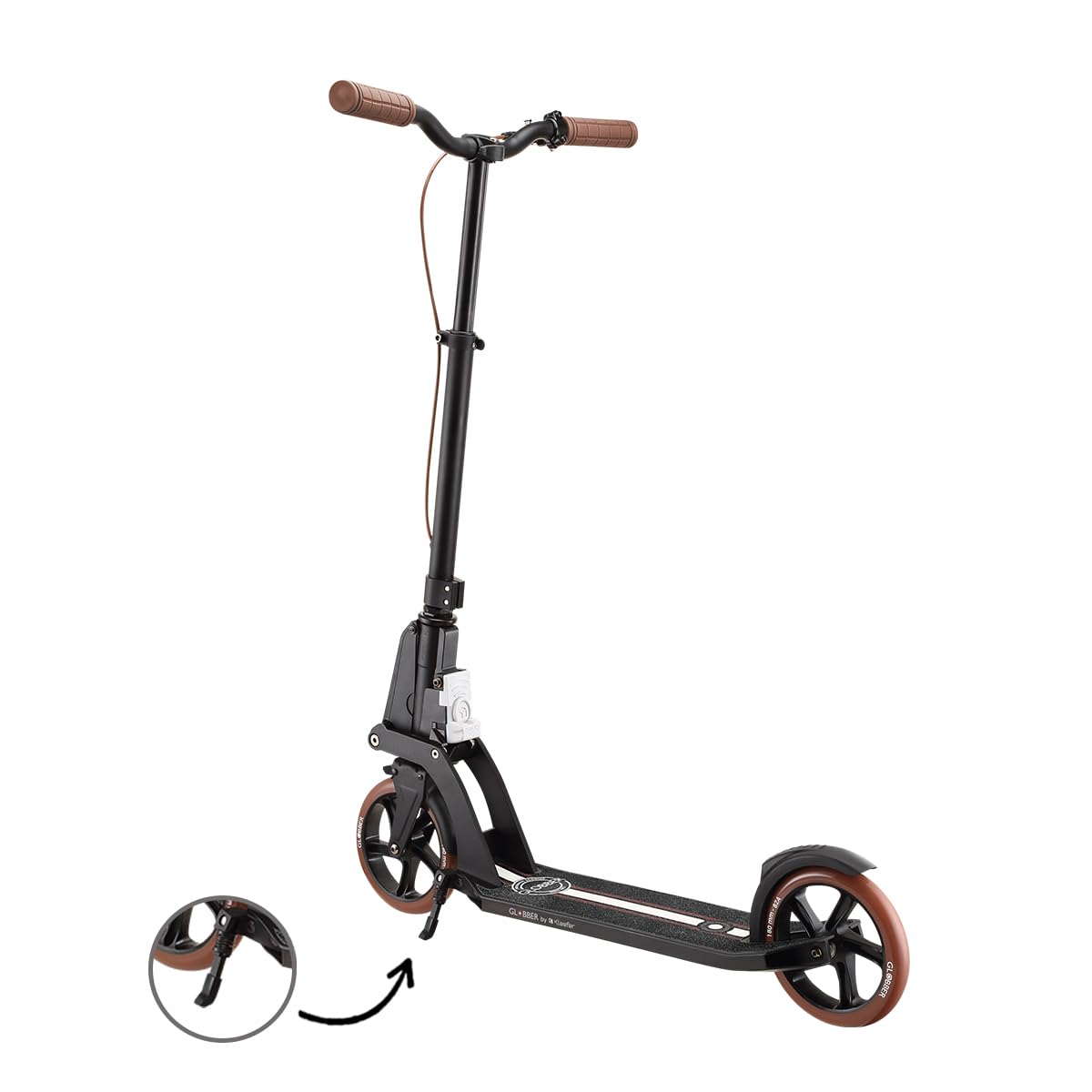 Globber - Trottinette 2 Roues One K 180 Piston Vintage Deluxe Pliable et Guidon réglable, pour Ados et Adultes, Gris