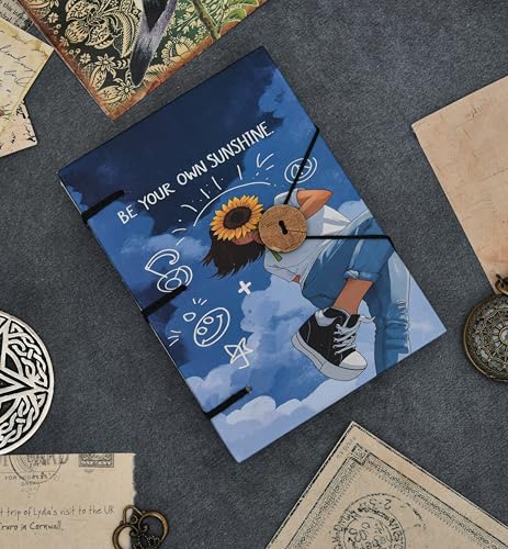 Image of Handmade Motivational Diary | ?Be Your Own Sunshine? Quote Journal with 125 GSM Recycled Paper & Wooden Button Lock (7x5 Inch)