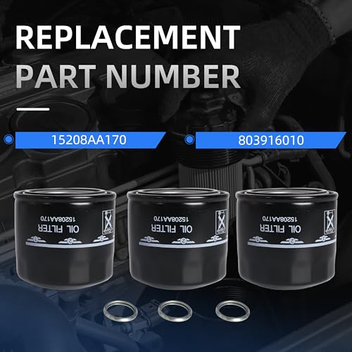 Image of 6-Pack 15208AA170 Oil Filter with Crush Gaskets, Fits for Subaru WRX 2015-2024, Fits for Subaru BRZ 2022-2024, 1.6L, 803916010