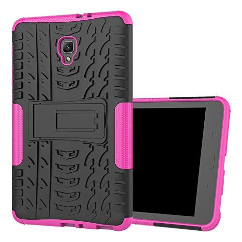 Tab A 8.0 T380 Case Dwaybox Hybrid Rugged Heavy Duty Armor Hard Back Case Cover With Kickstand For Samsung Galaxy Tab A 8.0 2017 Sm-T380/T385 / Samsung Tab A2 S 2017 (Hot Pink) #TOP2