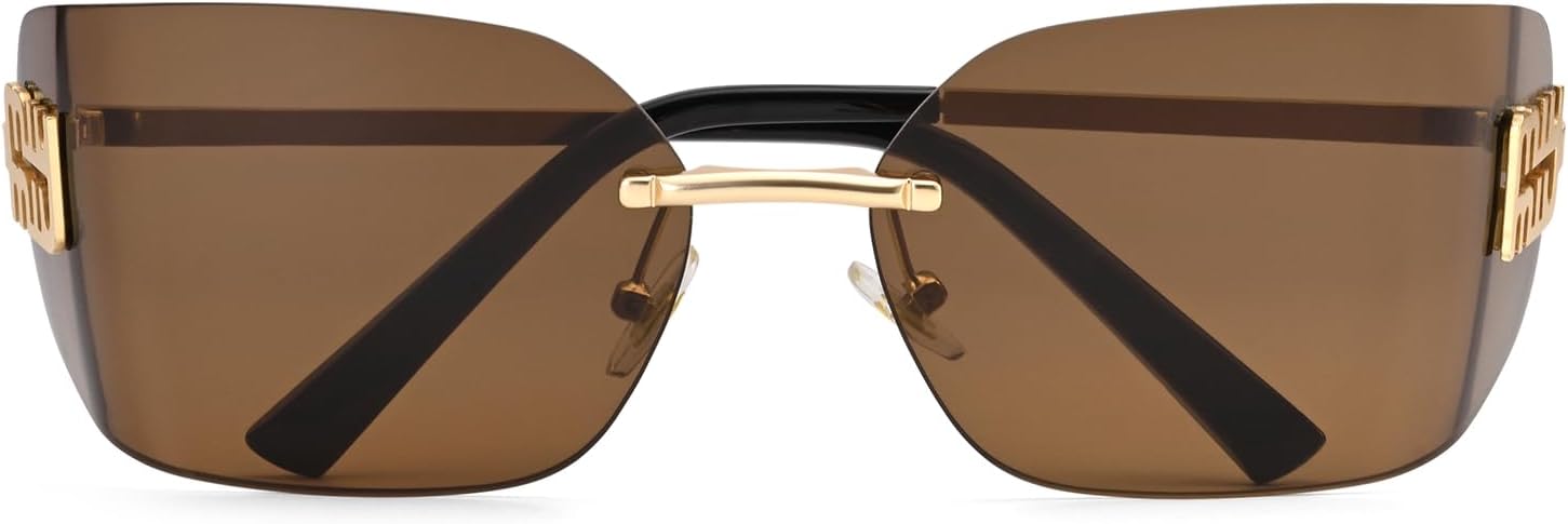 Dollger Rimless Y2K Sunglasses Women Retro Trendy Wrap Around Shield Frame Designer 90s Fashion Glasses - Image 2