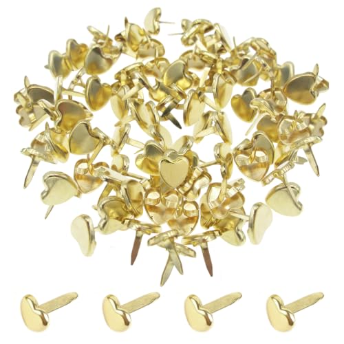 JDXun 200 Pièces Attaches Parisiennes, Métal Cœur Brads (Or)