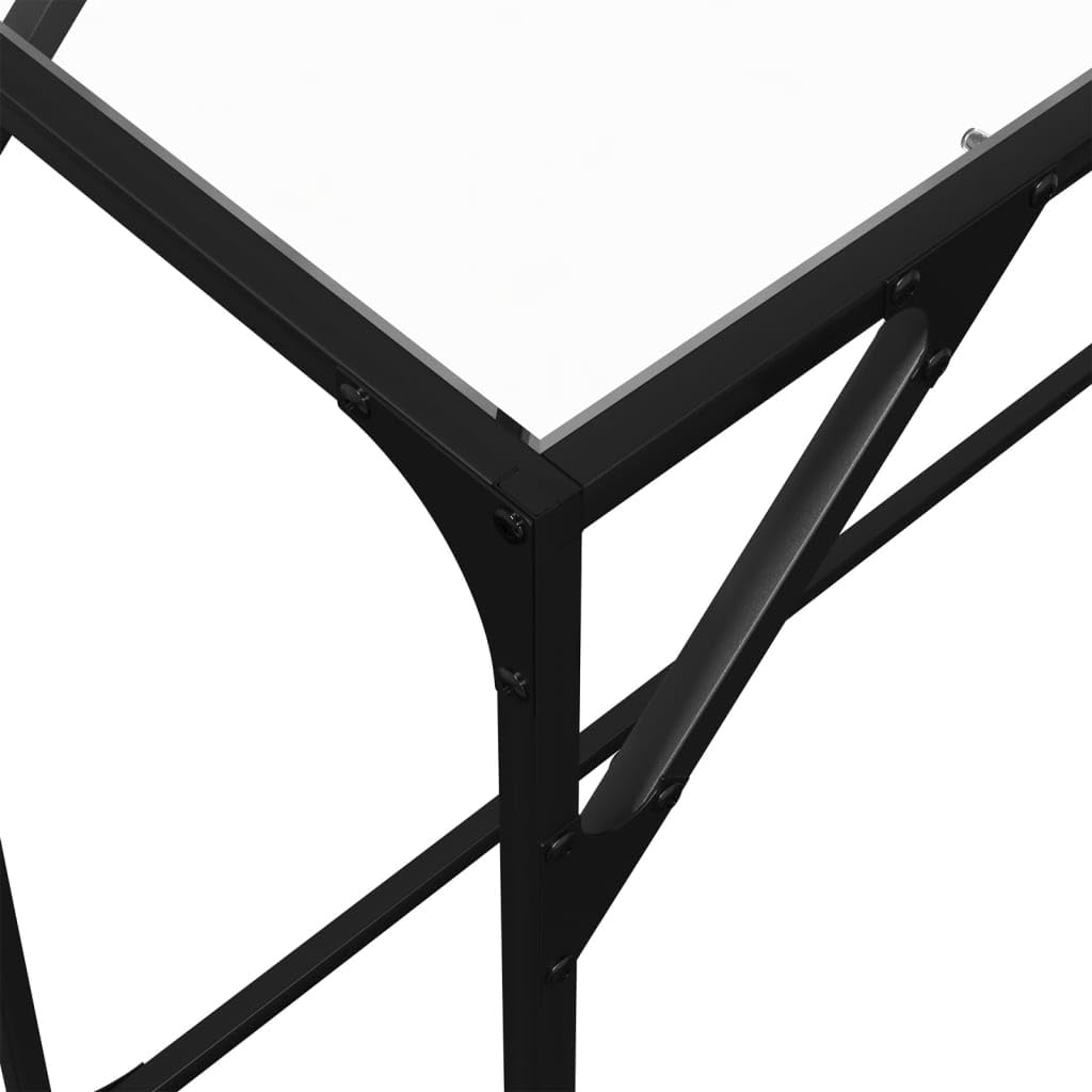 Konsolentisch mit Glasplatte transparent Stahl 98x35x81 cm modern für Flur Diele Wohnzimmer platzsparend als Beistell Ablage mit Wandhalterung stabil und pflegeleicht