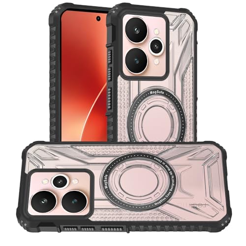 Image of AESTMO Hybrid Shockproof Back Cover Case for Realme 15 /15 Pro 5G Compatible with MagSafe | Hard Back Case Cover for Realme 15 /15 Pro 5G (PC & TPU, Translucent Back, Black Sides)