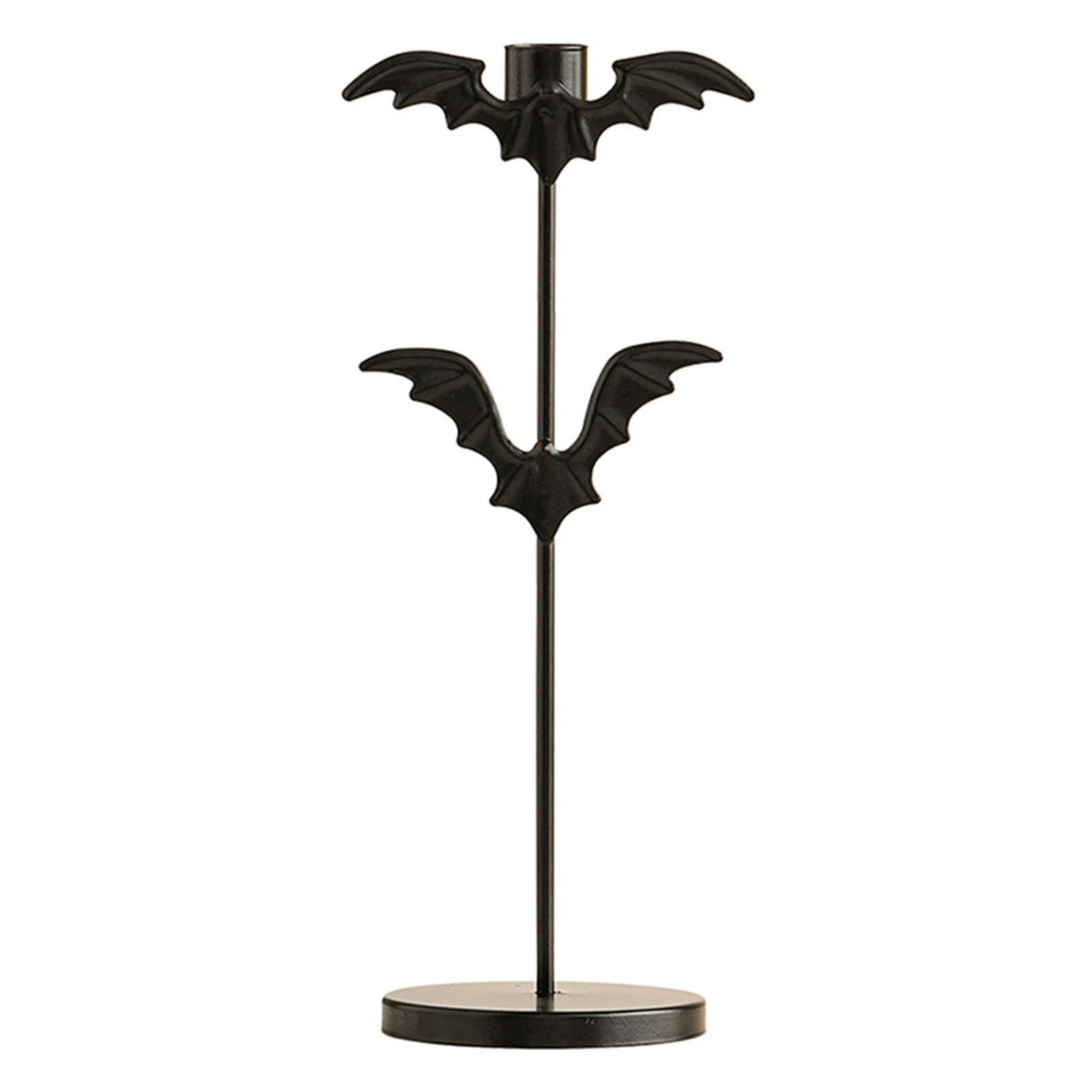 Iron Bat Holders Halloween Decors Homes Accent Table Centerpieces Taper Candlestick Stand for Horror Parties Halloween Party Table Centerpieces Candleholder