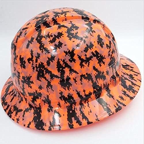 Wet Works Imaging Customized Pyramex Full Brim Orange Digital Camo Hard Hat with Ratcheting Suspension