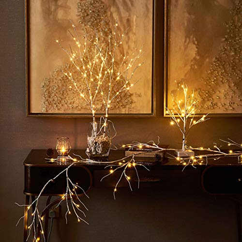 Hairui Lighted Artificial Twig Birch Branch With Fairy Lights 30In 100 Led Battery Operated, White Willow Branch With Lights For Christmas Holiday Wedding Party Decoration #TOP3