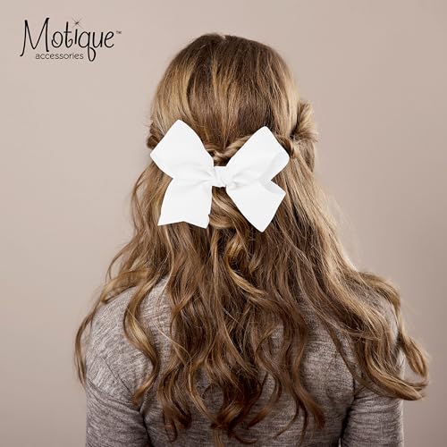Pinza con moño de grosgrain de 5.5 pulgadas blanca miniatura 2