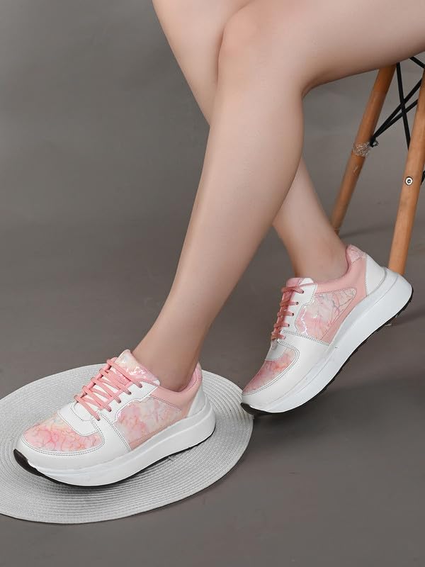 Image of XE Looks Women's Stylish, Attractive & Fancy Lace up Sneakers Shoes All Day Casual Wear for Women & Girls