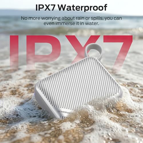 Image of Monster S360 Portable Bluetooth Speaker, IPX7 Waterproof, Bluetooth 6.0, 20H Playtime, Powerful Stereo Sound, Support TF Card, Clear Hands-Free Calling Speaker for Home, Outdoors and Travel, Gray