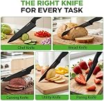 NutriChef 17-Piece Ensemble de blocs de couteaux de cuisine - Couteaux de précision en acier inoxydable avec support de bloc acrylique - Comprend 6 Fuyons & 7 Couteaux multi-usages, Aiguiseurs, ciseaux, & Peau de légumes (Noir)