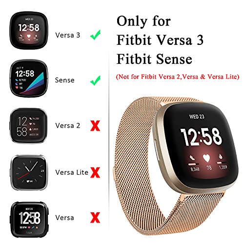 Image of Amzpas Bands Compatible with Fitbit Versa 3 Fitbit Sense, Breathable Stainless Steel Loop Mesh Magnetic Adjustable Wristband for Fitbit Versa 3 / Sense for Women and Men