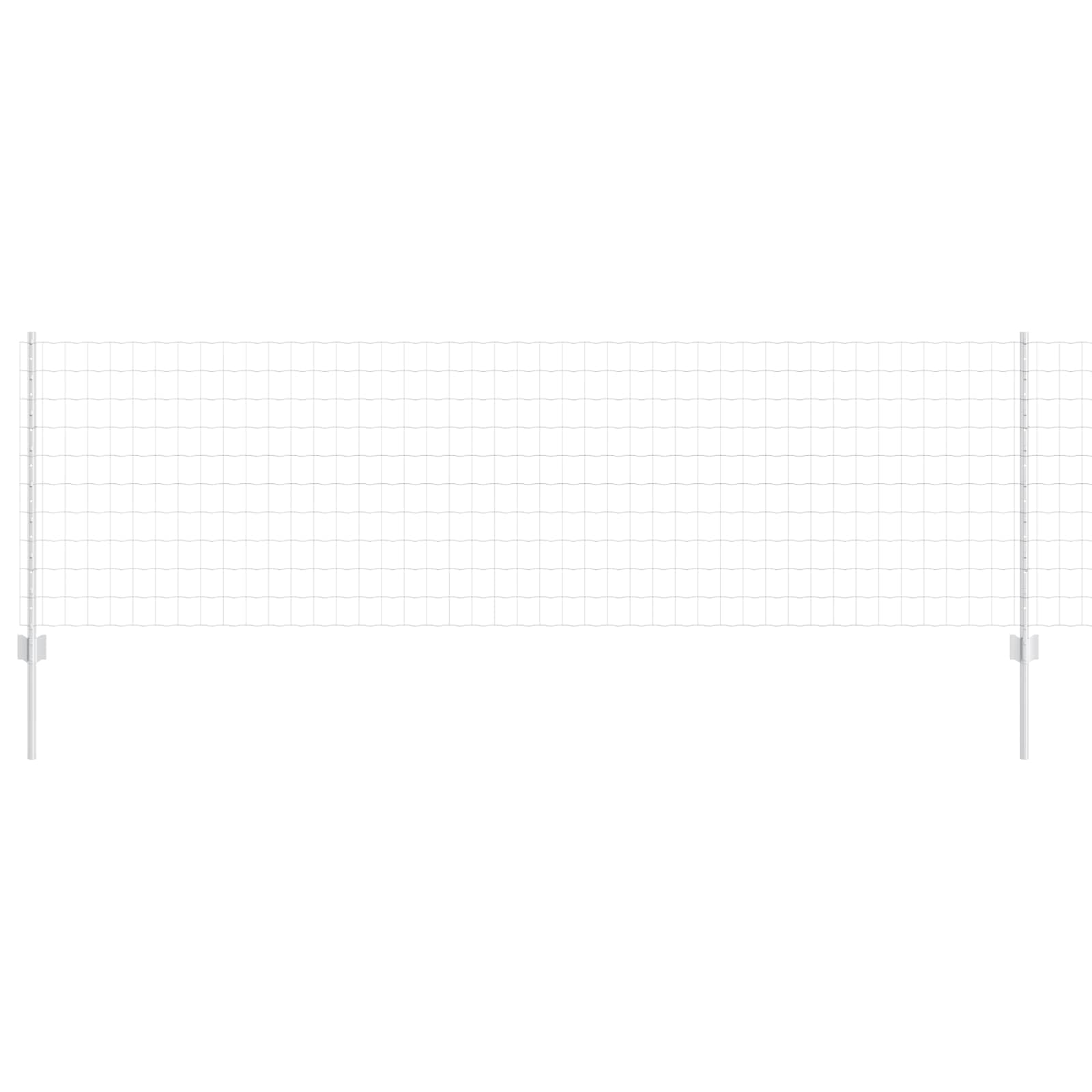 Outdoor Garden Fence Panel Set with Posts Silver 0.8 x 25 m Steel Powder Coated UV Resistant Privacy Screen for Terrace Patio Boundary