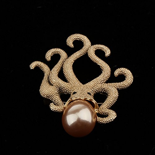 F Fityle Polvo Broche Simulado Pérola Animal Do Mar Broche Polvo Jóias Presente - Ouro
