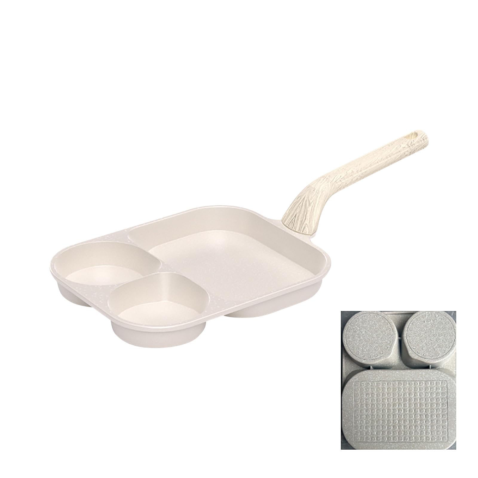Tsophreniq 3-Zone Breakfast Griddle, Aluminum Alloy Nonstick Pan with Heatproof Handle, for Eggs Pancakes, Works on All Tops Triplicate Breakfast Frying Extent