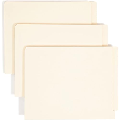 Smead Shelf-Master® End Tab Fastener File Folders, 50 Count, Manila, Reinforced Straight-Cut Tabs, 2 Fasteners, Letter Size (34115)