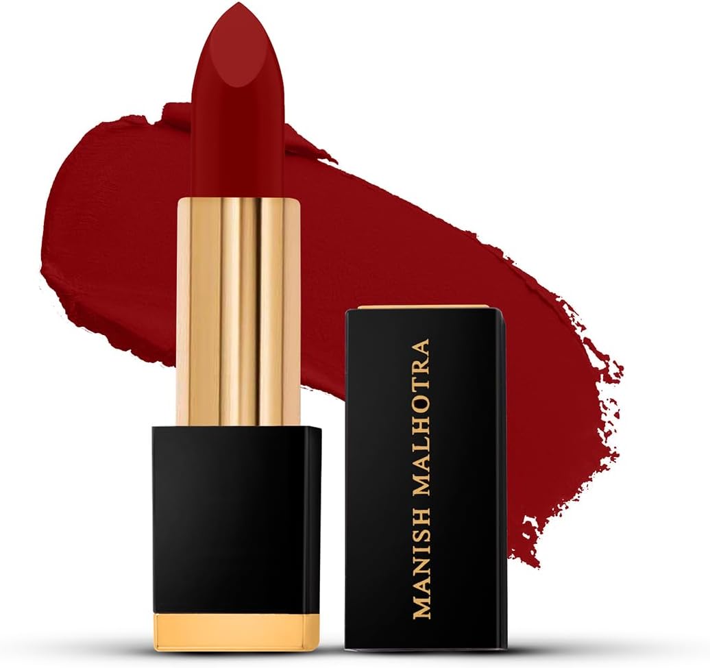 MyGlamm Manish Malhotra Soiree Creamy Matte Lipstick - 04 Amour (Red Shade) | Long Lasting, Pigmented With SPF 30 & Vitamin E (4.2g)